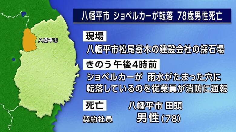 ショベルカーが穴に転落　78歳男性死亡　八幡平市の採石場　岩手県｜FNNプライムオンライン