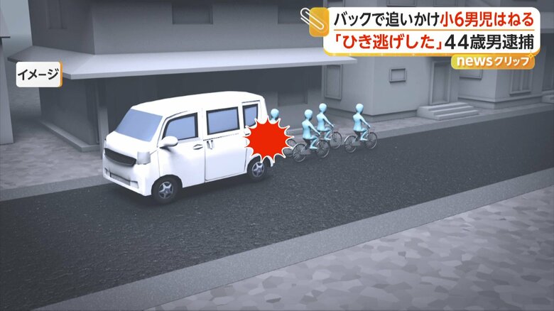 車をバックさせて追いかけ、自転車の小学生に衝突