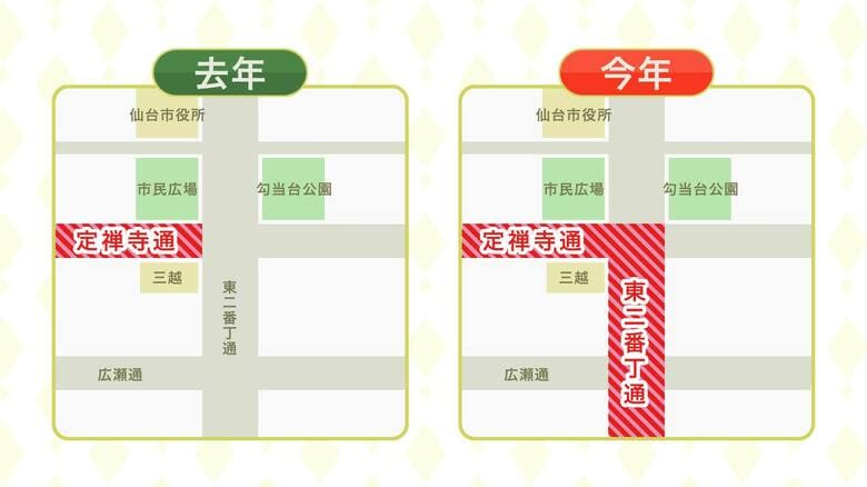 「山鉾」が通るルート　コロナ禍前と同じ道を通る