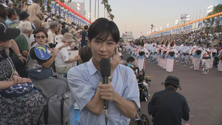 阿波おどり会場から　秦令欧奈キャスター