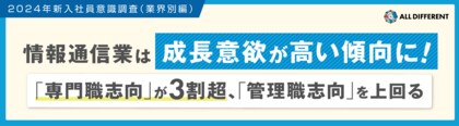 情報通信業の新入社員、”成長意欲”が高い傾向・「専門職志向」が3割超、「管理職志向」を上回る