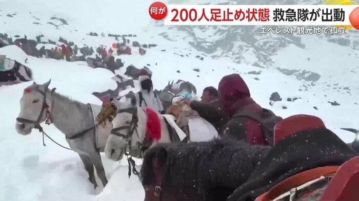足止めされた約200人の救助に向かう一団