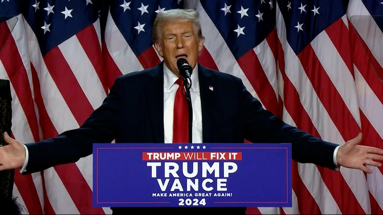 【開票速報】勝利宣言を行ったトランプ氏が激戦州ペンシルベニア州制す　ネブラスカ州でも選挙人1人追加し合計266人に　ハリス氏は合計194人　｜FNNプライムオンライン