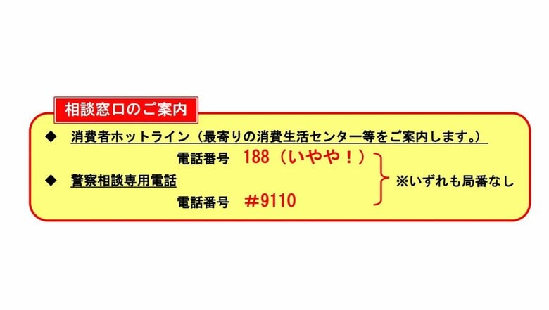 相談窓口の案内(提供:消費者庁)