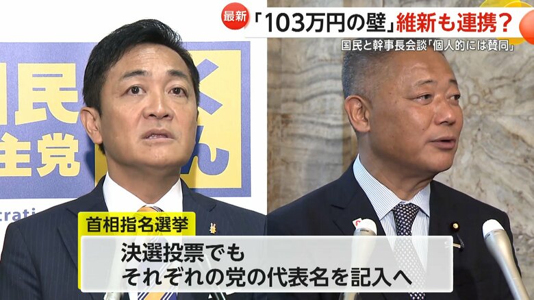 意見を交わした維新と国民民主の幹事長ら