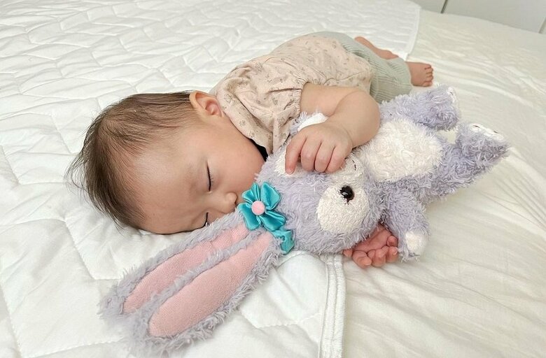 ぬいぐるみと一緒におねんね