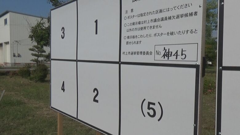 村上市議会議員 補欠選挙の掲示板
