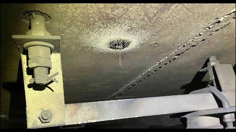 ショートした跡（提供:札幌市交通局）