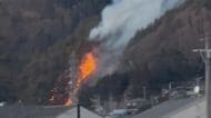 【続報】長野・諏訪市の山林火災　消防車10台出動　約1時間40分後、ほぼ消し止められる　「家の裏の土手が燃えていて山に燃え移りそう」と通報