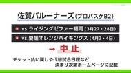 佐賀バルーナーズ　新型コロナで試合中止【佐賀県】