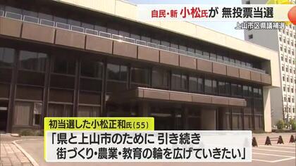 小松正和氏（自民・新人）無投票で初当選　県議会議員補欠選挙（上山市選挙区）　山形