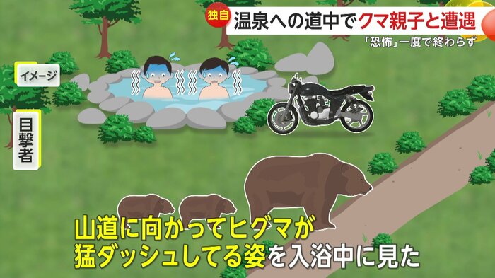 温泉に入っている最中にも現れたクマ