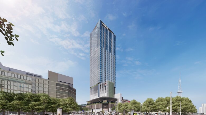 高層階には高級ホテル“コンラッド”…名古屋・栄中心部に建設中の複合施設「ザ・ランドマーク名古屋栄」の名称に｜FNNプライムオンライン