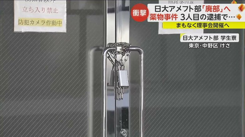 アメフト部の学生寮の扉には鍵がかけられていた