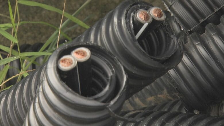 切断されていたケーブル