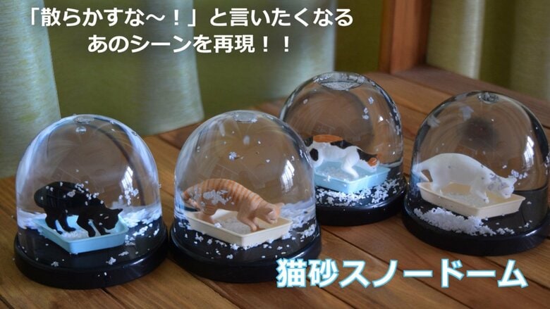 猫砂スノードーム（提供：現代美術二等兵ふじわらさん）