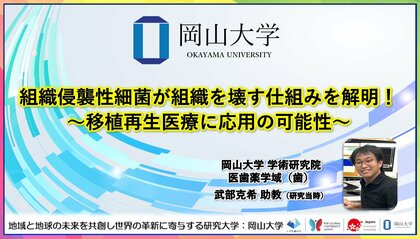 【岡山大学】組織侵襲性細菌が組織を壊す仕組みを解明！～移植再生医療に応用の可能性～