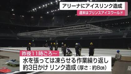 SAGAアリーナが氷の世界に変身　3年ぶり「プリンスアイスワールド」へリンク造成開始【佐賀県】