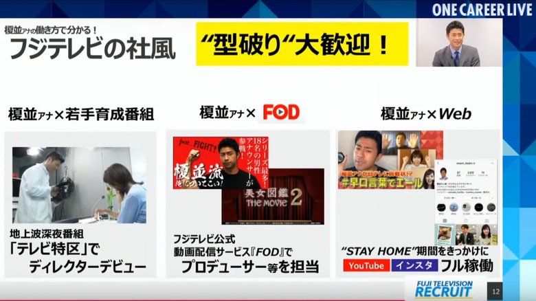 榎並アナが社風など語る場面も(画像提供:「ONE CAREER」)