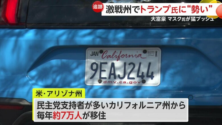ショッピングモールには、カリフォルニアナンバーの車が多く止まっていた（アリゾナ州）