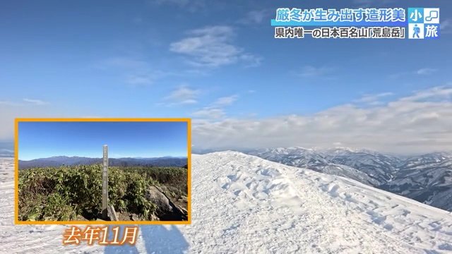 夏にはあった標柱が雪で覆われている