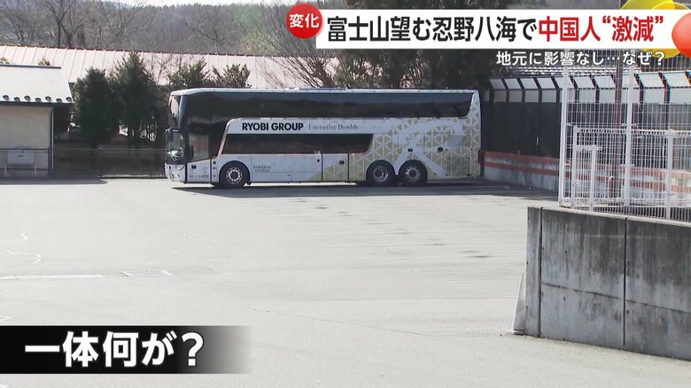 大型観光バスの駐車場には1台のみ