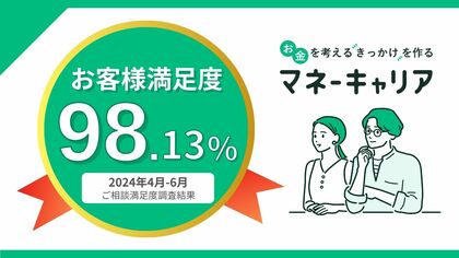 2024年4~6月度のマネーキャリアへの相談満足度が98.13%を記録!調査開始以来、最高の満足度を獲得