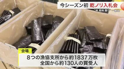「味・風味・香り一級品」塩釜市で乾ノリ初入札　１００枚平均２７６７円で過去最高値を記録〈宮城〉