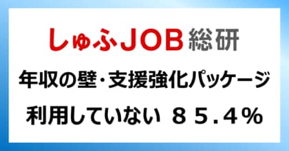 「年収の壁・支援強化パッケージ」開始から一年。主婦・主夫層はどれくらい使ってる?「利用していない」85.4%