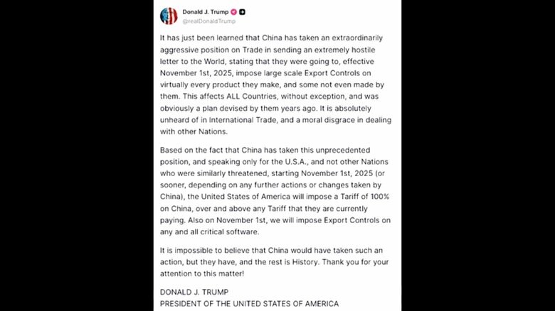 トランプ大統領のSNSより