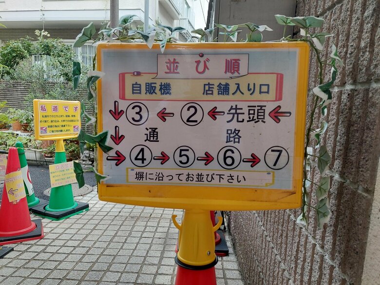 店頭には「並び方」を指示する掲示が