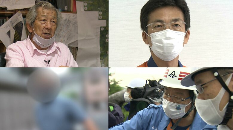 熱海市長、県知事、盛り土の現・前所有者（右上から時計回り）