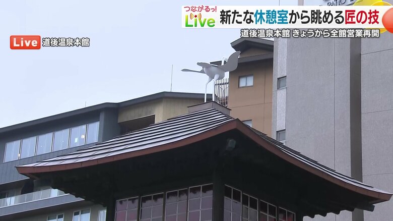 丸窓から見ることができる白鷺