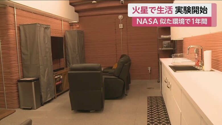 ソファやモニター、台所などが備わっている