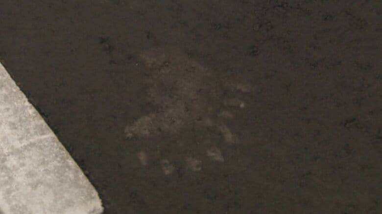 住宅街に残されたクマの足跡