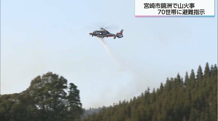ヘリコプターからの消火活動