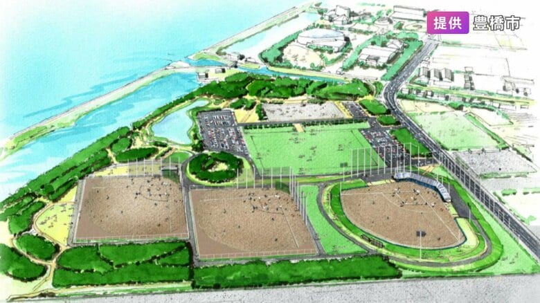 津波を心配する声も…豊橋市の新アリーナ建設に伴う野球場の移転先 当初計画通り三河湾沿岸の公園とする方針｜FNNプライムオンライン
