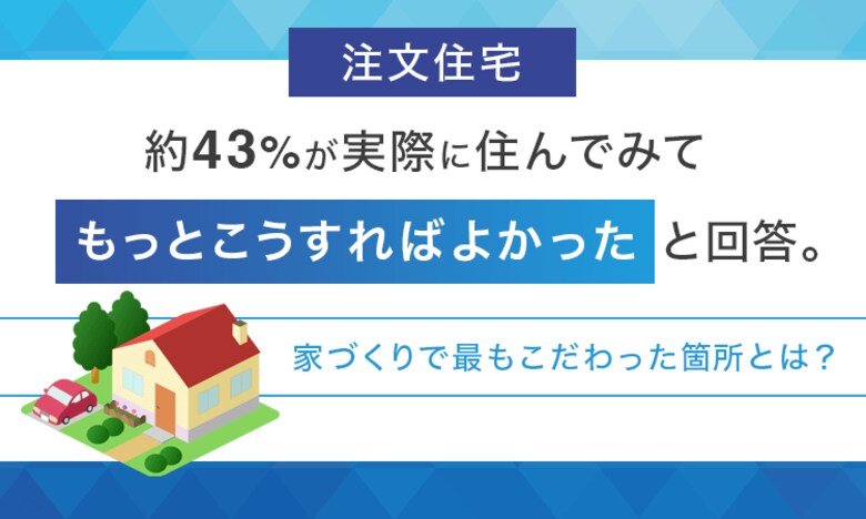 【注文住宅】約43%が実際に住んでみて「もっとこうすればよかった」と回答。家づくりで最もこだわった箇所とは？