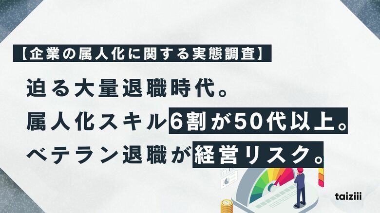 【企業の属人化に関する実態調査】属人化スキルの6割が50代以上に集中。管理職の74.5%がベテラン退職を「経営リスク」と認識。