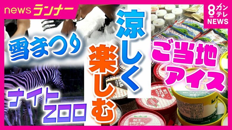 かき氷50万杯分の雪山も！　『雪まつり・ご当地アイス・夜の動物園』で夏を満喫　お盆休みにまだ間に合う！厳しい暑さでも涼しく　関西“涼”スポット｜FNNプライムオンライン