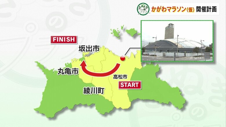 県立アリーナから県西部へのフルマラソン大会「かがわマラソン」を計画　スポーツ振興で“ブーム”に乗る香川県｜FNNプライムオンライン