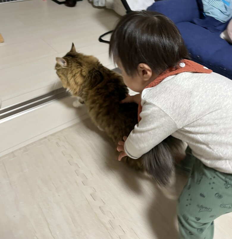 ルーナちゃんに触りたい息子さん！