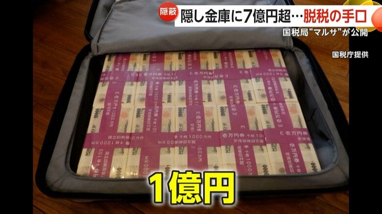 1千万円の束が隙間なく10個、1億円詰められていたスーツケースの中