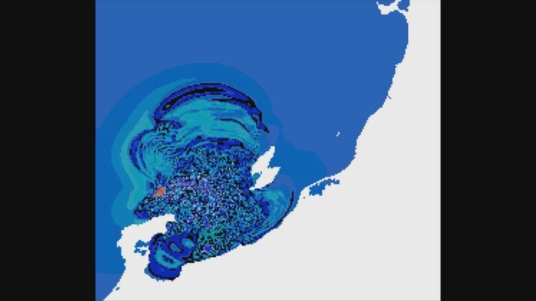 津波の伝わり方をシミュレーション（提供：犬飼准教授）