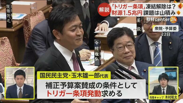 補正予算案に賛成する条件として、トリガー条項の発動を求め続けてきた国民民主党・玉木雄一郎代表