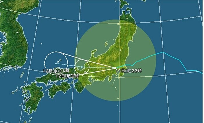 台風15号の進路予想図　日本気象協会より