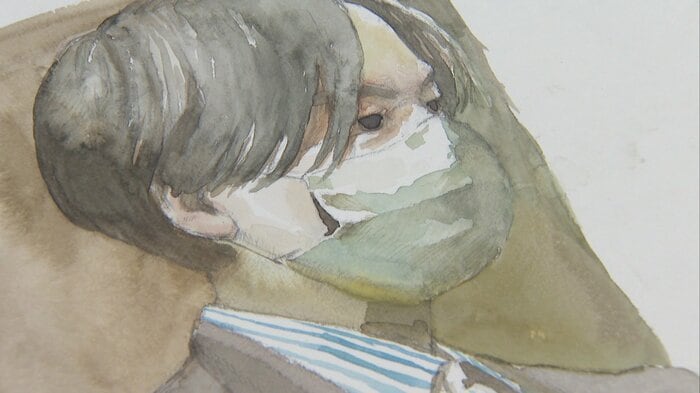 寺崎被告の法廷内スケッチ