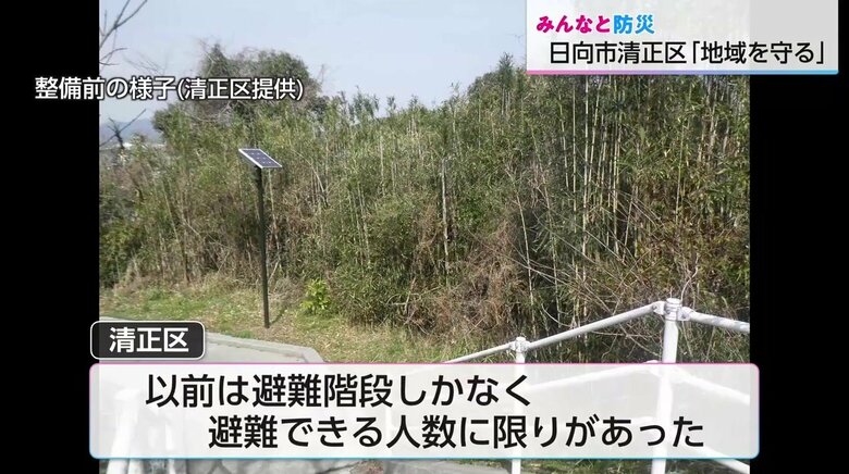 （以前は避難階段のみだった雑木林）