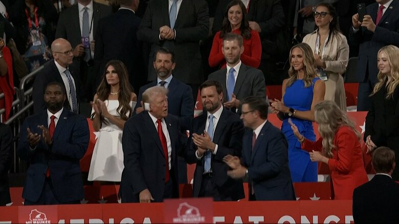 15日、ウィスコンシン州ミルウォーキーで行われた共和党大会に出席したトランプ氏