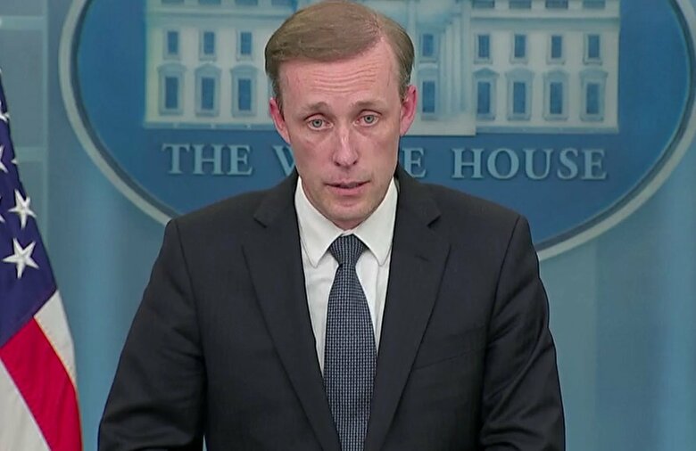 記者会見するサリバン米大統領補佐官（国家安全保障問題担当）（2022年7月11日）